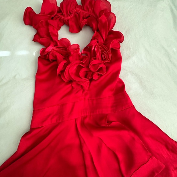 bebe Red Ruffled Mini Dress - Picture 2 of 4